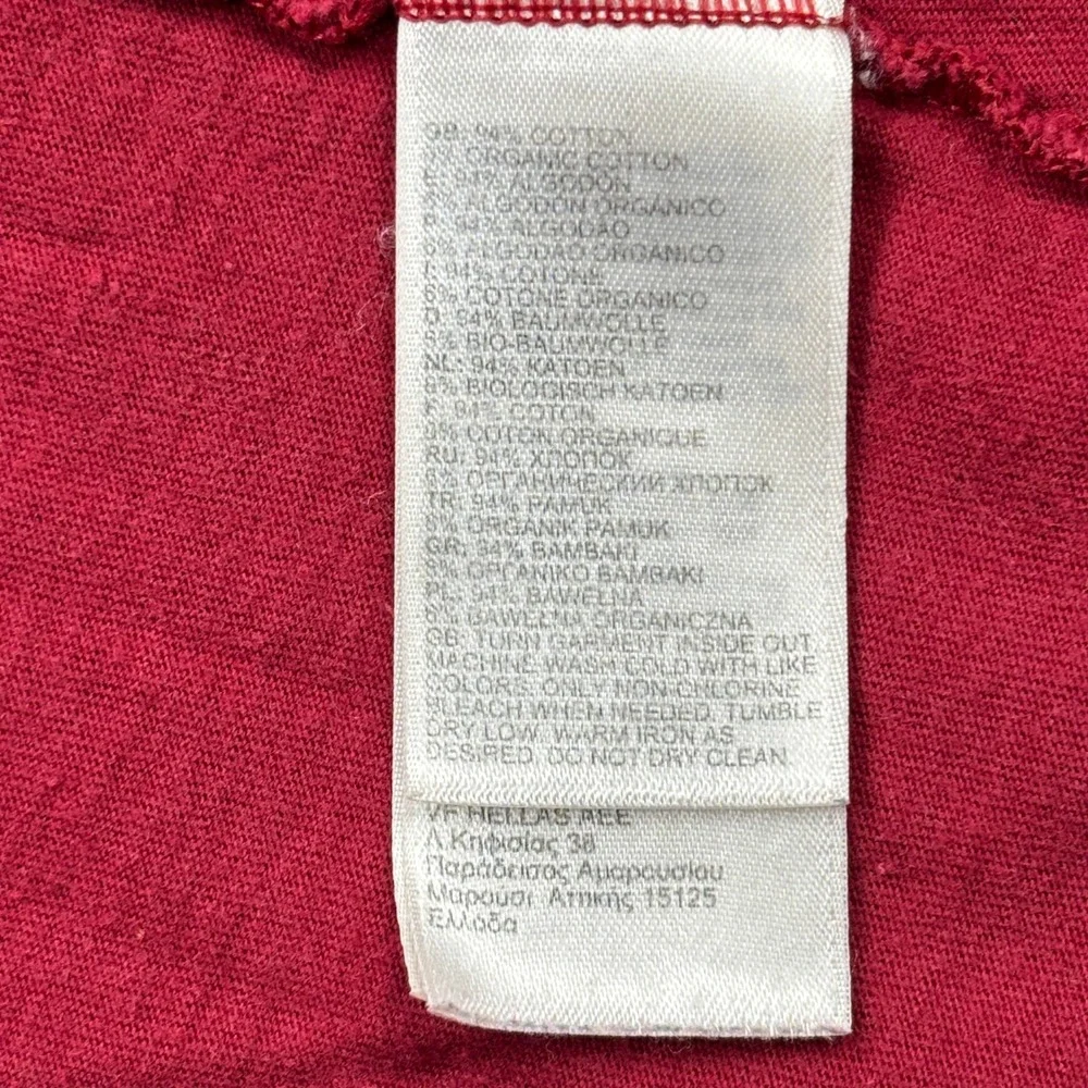 The North‎ Face Mens Red Long Sleeve Graphic Logo T-Shirt S Organic Cotton